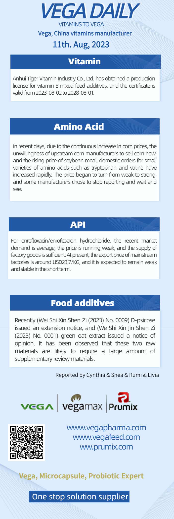 Vega Daily Dated on August  11th 2023 Vitamin Amino Acid API Food Additives.jpg
